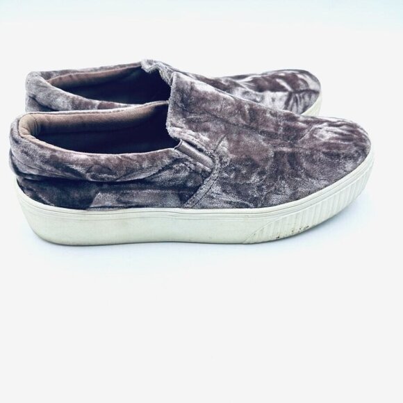 Fabletics Womens Pier Platform Shoes Size 8 Mink Beige Slip On Crushed Velvet - Picture 2 of 8